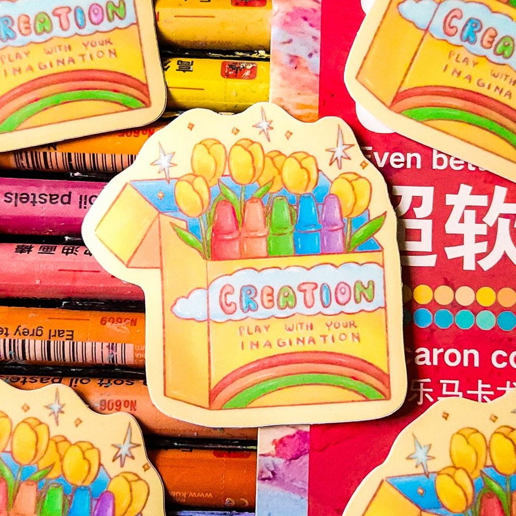 

Creation "Play with your Imagination" Crayon Positivity Die Cut Sticker