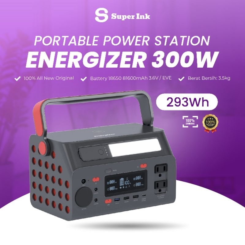 Energizer Portable Power Station 293Wh/300W Genset Listrik Portable Outdoor Camping Hiking