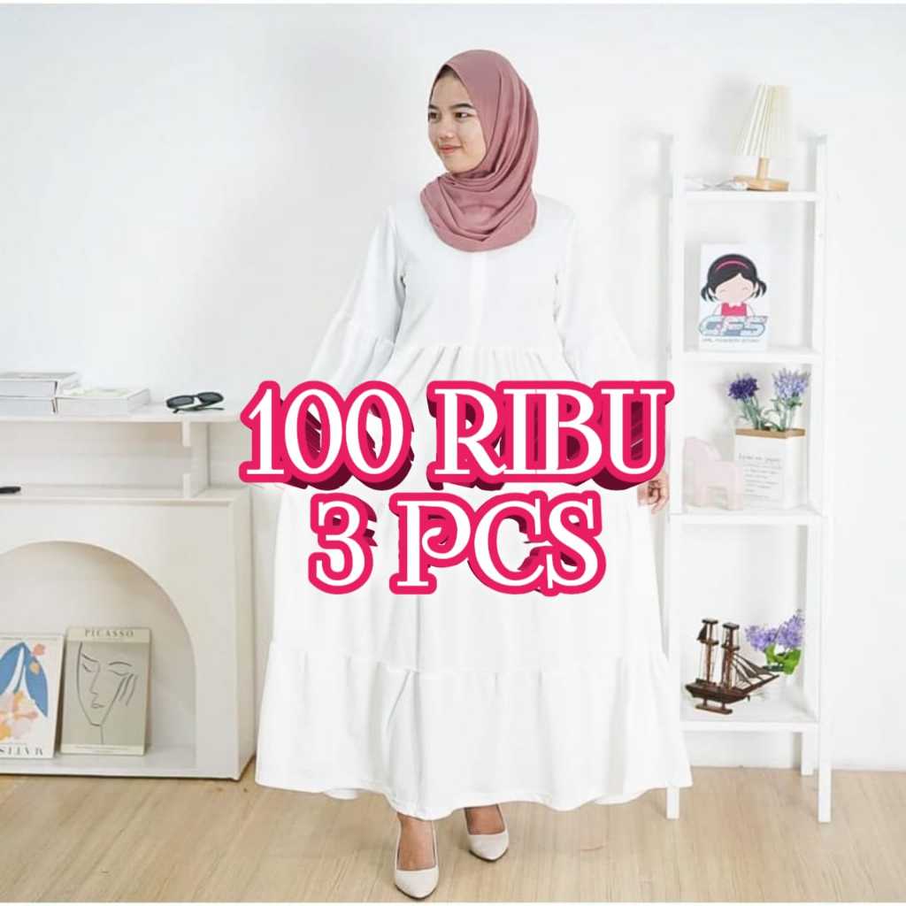 100RB DAPAT 3PCS PROMO GAMIS LAZA MAXI TERBARU // GAMIS POLOS WANITA KEKINIAN // GAMIS PREMIUM