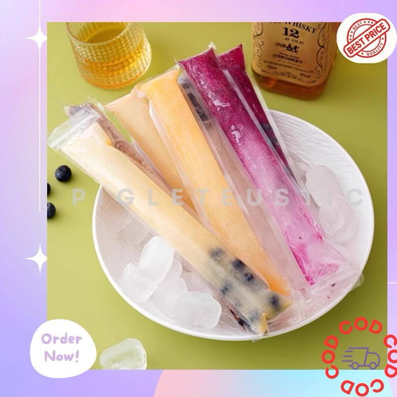 PIGLETEUSTIC {50Pcs} Plastik Es Lilin Premium Zipper Bening Tebal Food Grade - Kemasan Es Krim, Ice 