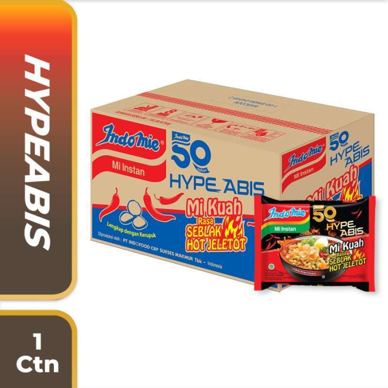 

Indomie Kuah Seblak Hot Jeletot 1 Dus Isi 40 Pcs