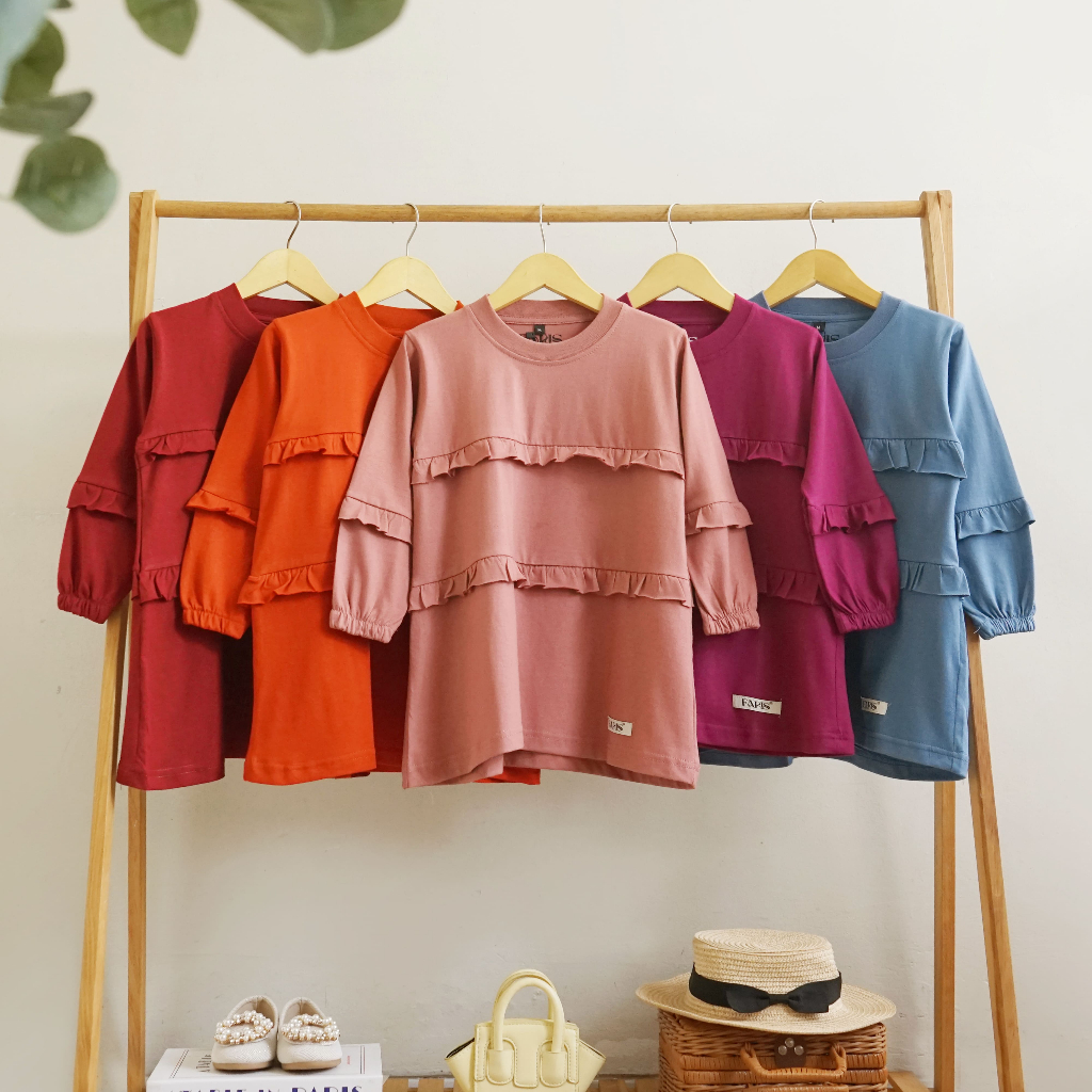 YEVA - Tunik Rempel Anak Kualitas Premium Tunik Rempel Couple Anak dan Bunda Bahan Cotton Combed 20s