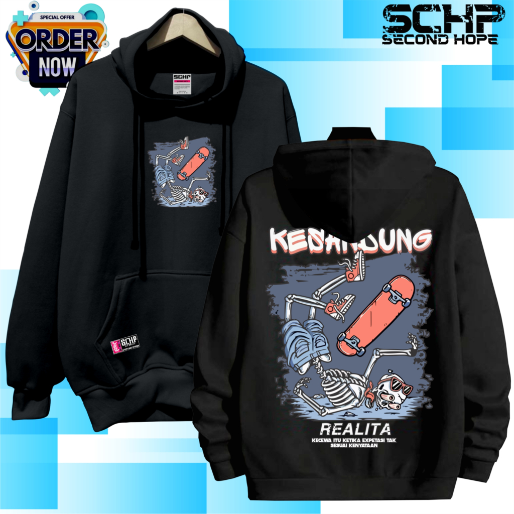 Hoodie pria wanita Oversize Warna Hitam SecondHope Jaket Keren 2025