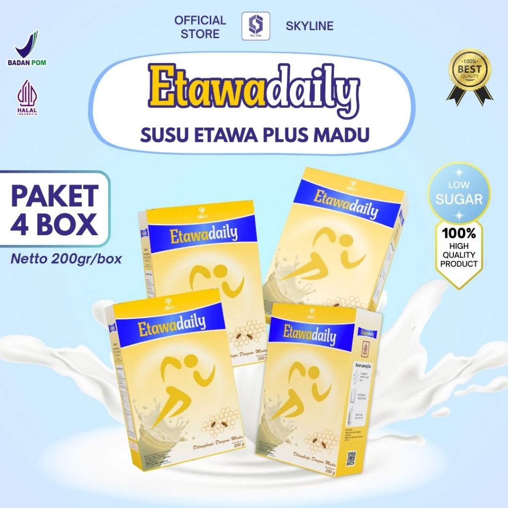 

Etawadaily 4 box Susu etawa Bubuk 200gr Dengan Madu alami Sangat Cocok Untuk Nutrisi tulang dan Sendi
