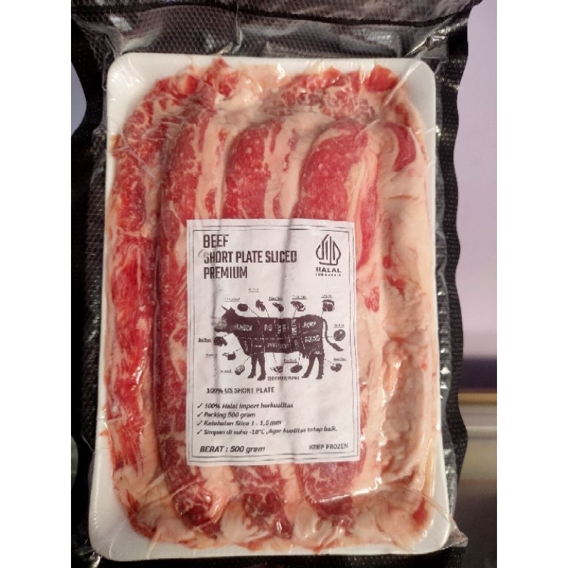 

beef slice us shortplate premium/beef slice yoshinoya/halal/500gr