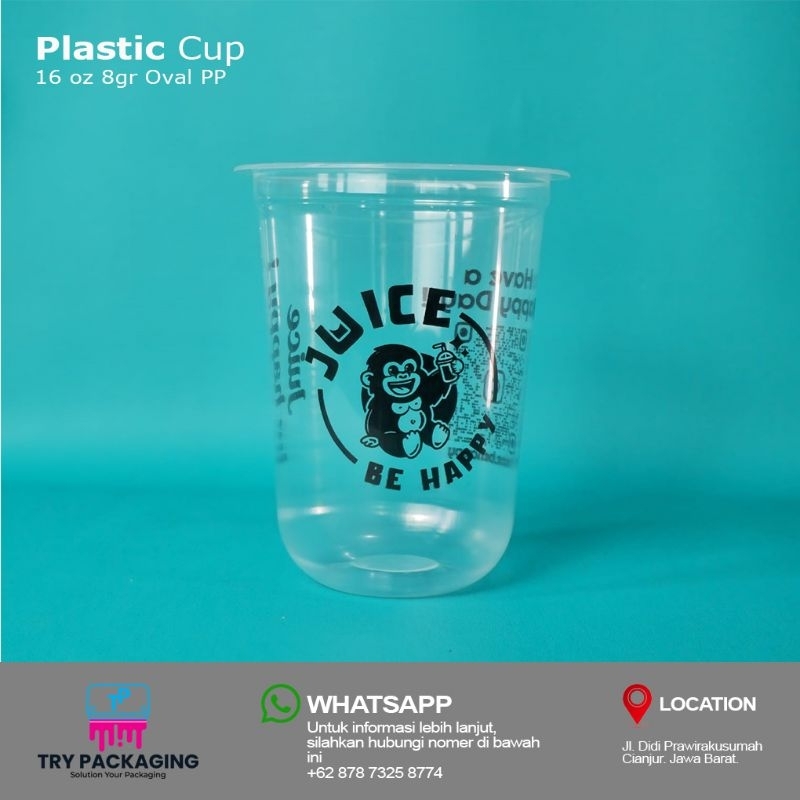 Sablon Cup Plastik PP - 16 oz 8gr Oval - Polycup -