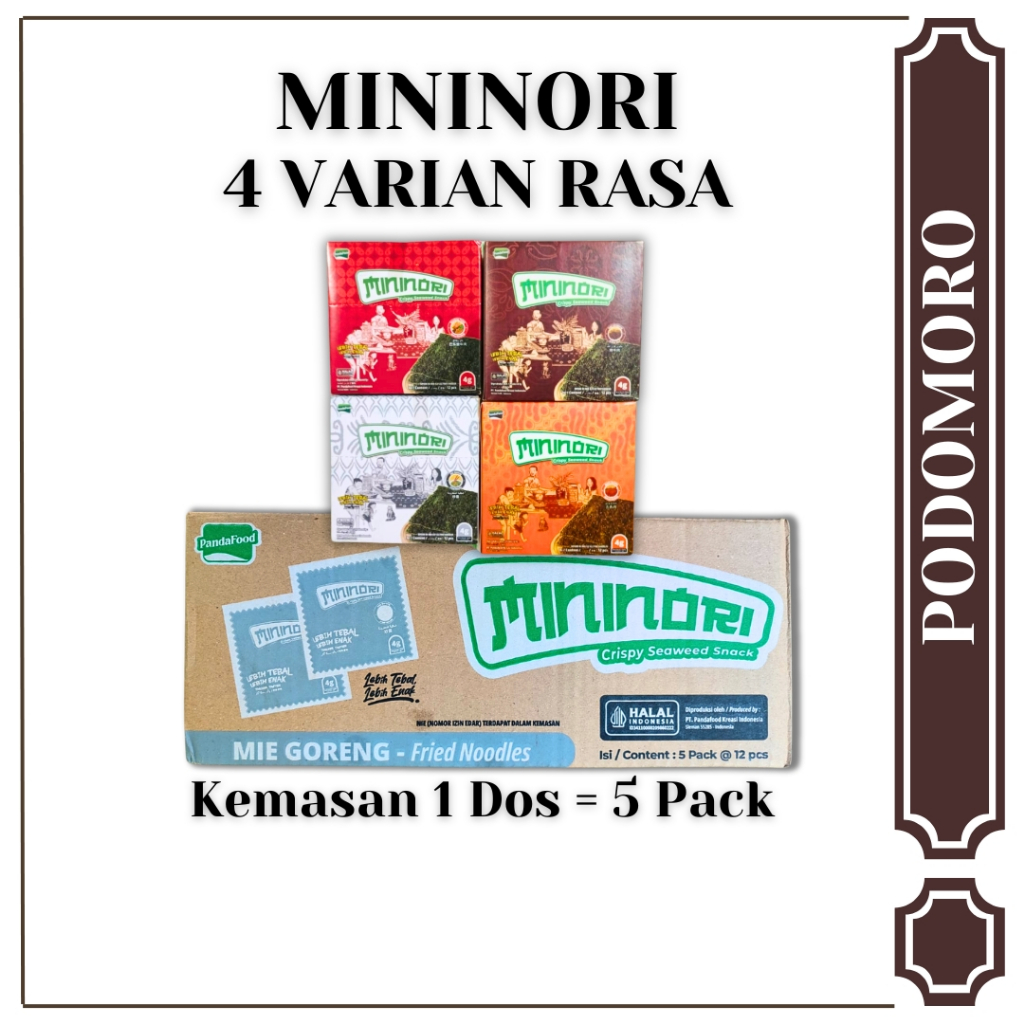 

Mininori Rumput Laut Crispy Seaweed Snack - 4 Varian Rasa - Kemasan 1 dos isi 5 Pack - Enak Gurih Renyah