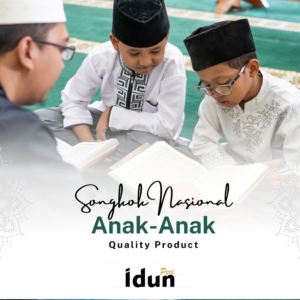 PECI ANAK - ANAK POLOS HITAM - SONGKOK NASIONAL