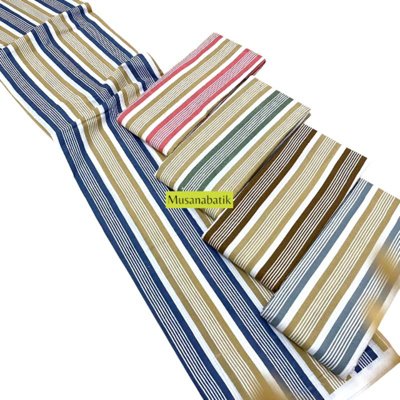 kain batik motif garis lurik bahan tetoron rayon 2 meteran cocok untuk kombinasi atasan blus dipaduk