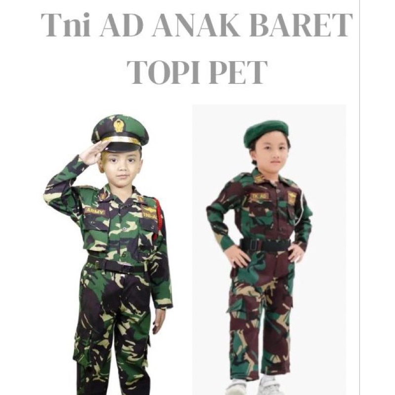 SERAGAM PROFESI ANAK TNI AD TOPI BARET / SERAGAM TNI AD INDONESIA ANAK TK PAUD