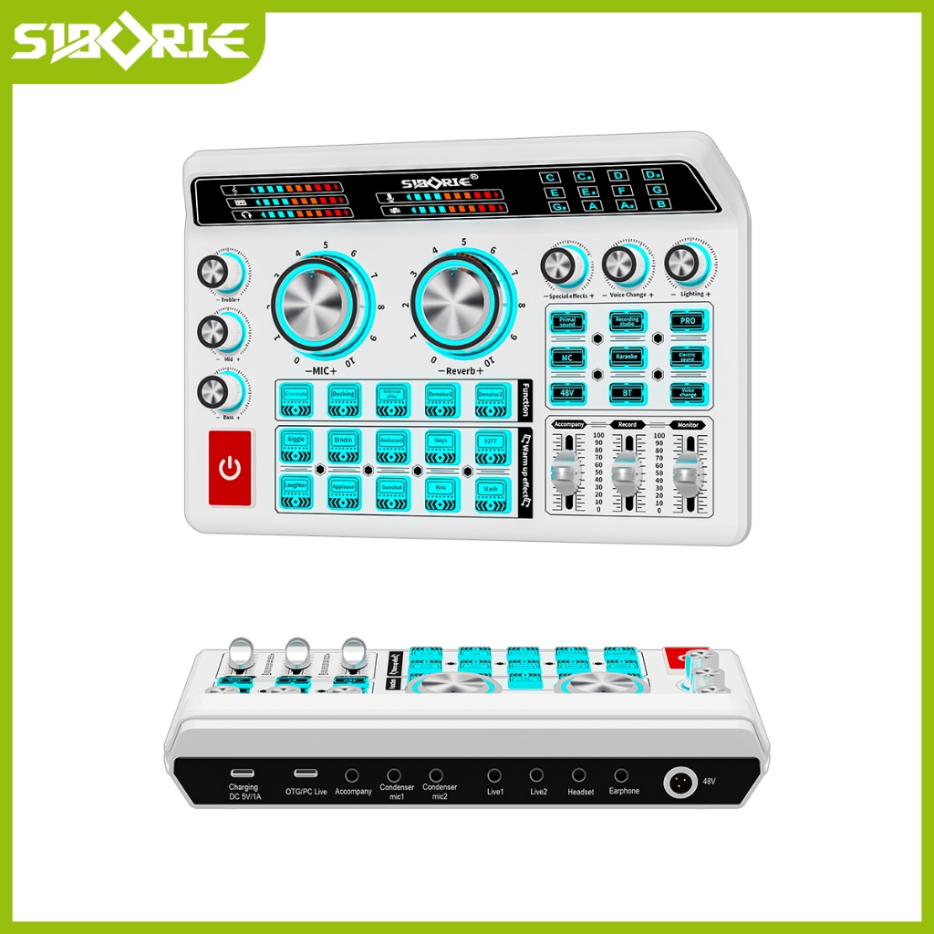 Siborie 48V Soundcard H9 Audio USB External Sound Card Mic Mixer Bluetooth Phone PC