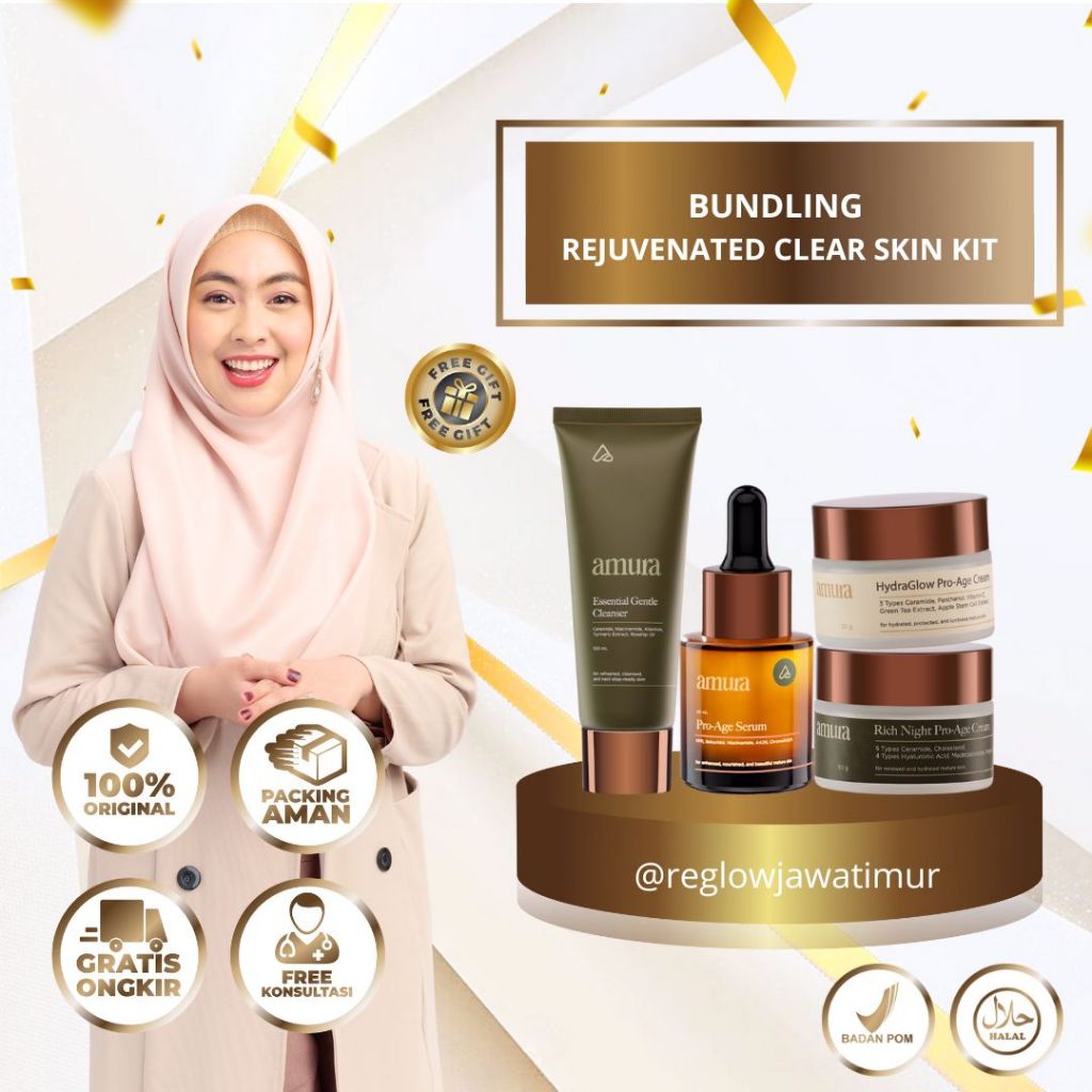 Rejuvenated Clear Skin Kit 4 PCS Gentle Cleanser + Pro-Age Serum + Pro-Age Cream + Night Pro-Age