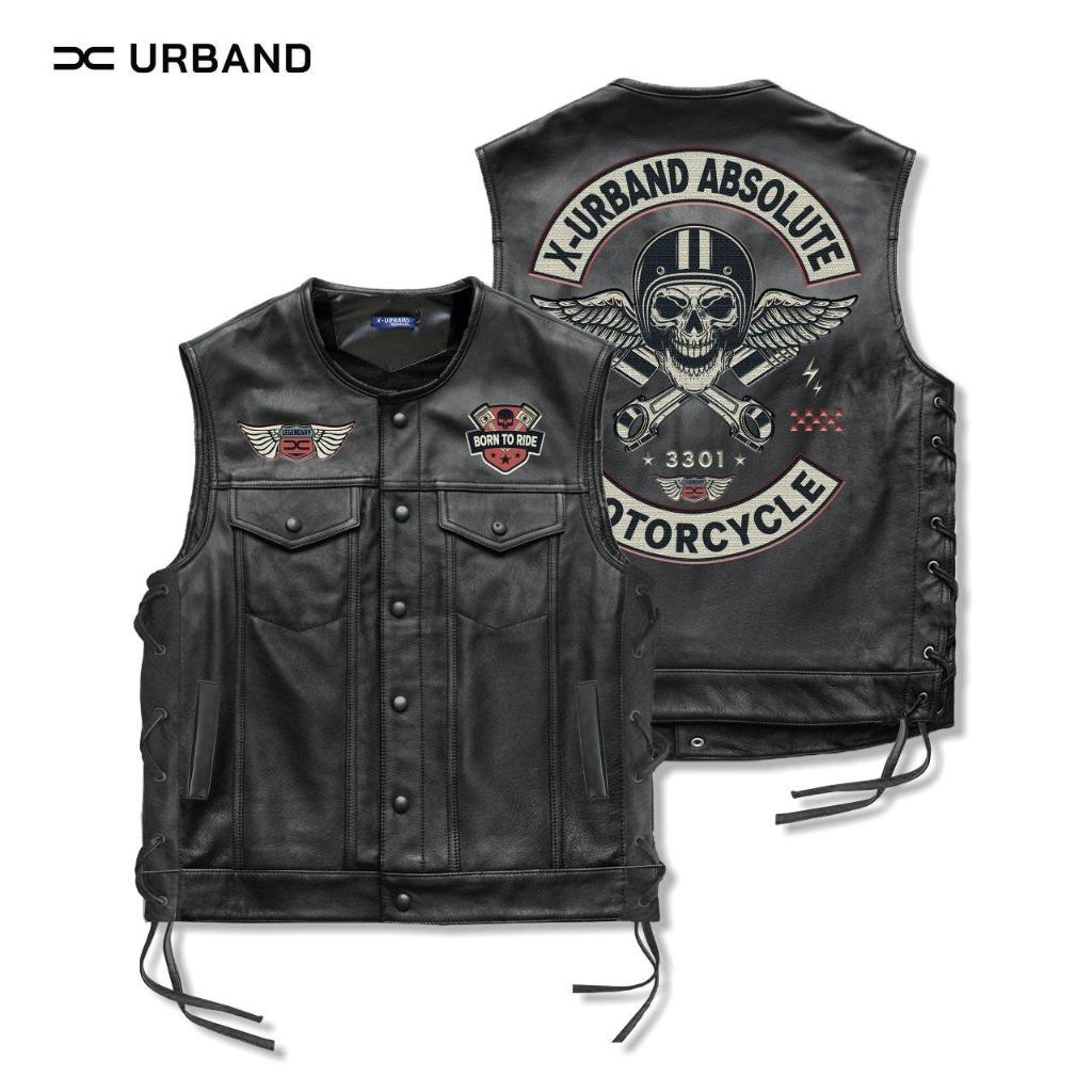X Urband Absolute Rompi Motor Kulit Sintetis Bordir Rompi Pria