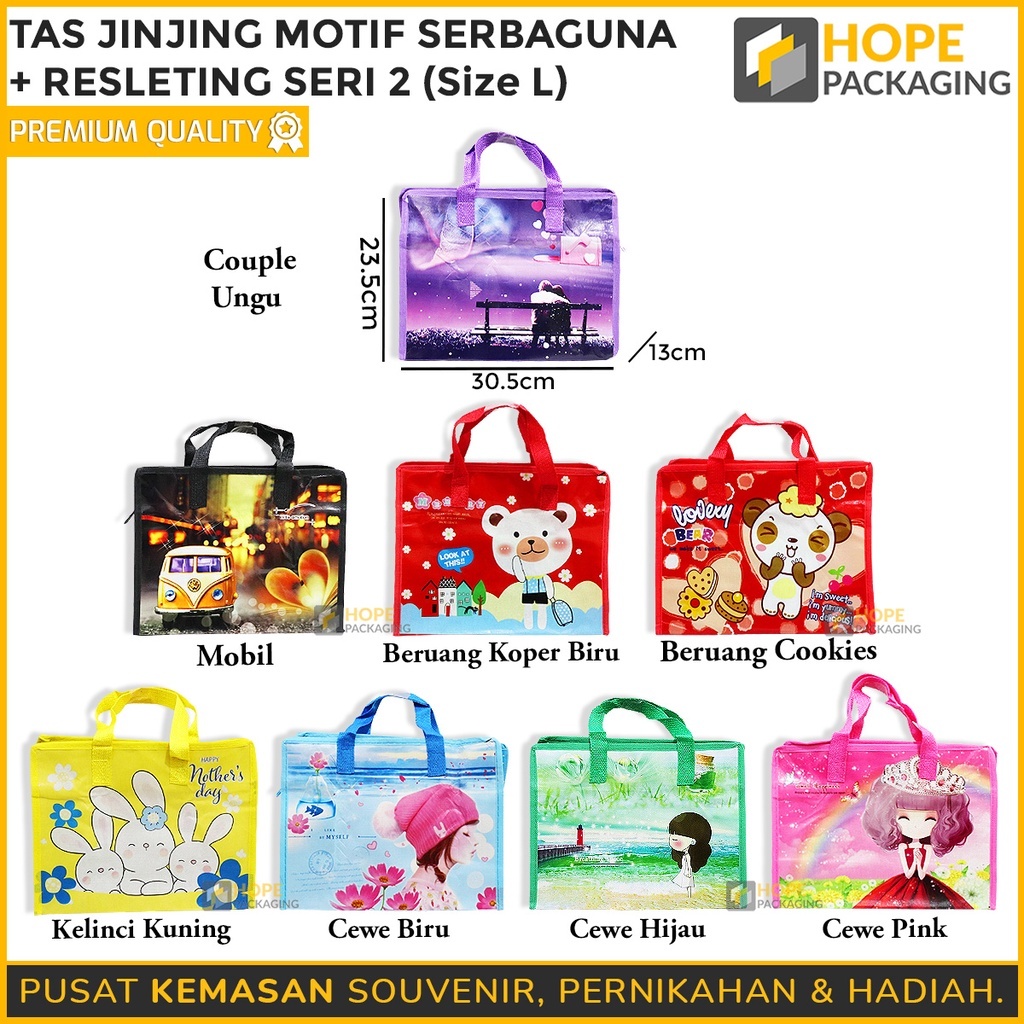 

Tas Jinjing Size L (seri 2) Motif Serbaguna Resleting / Tas tedak siten / tas bingkisan / Souvenir ulang tahun