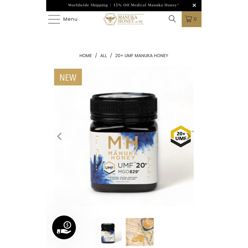 

M&H 20+ UMF Manuka Honey 250 gr (no box)
