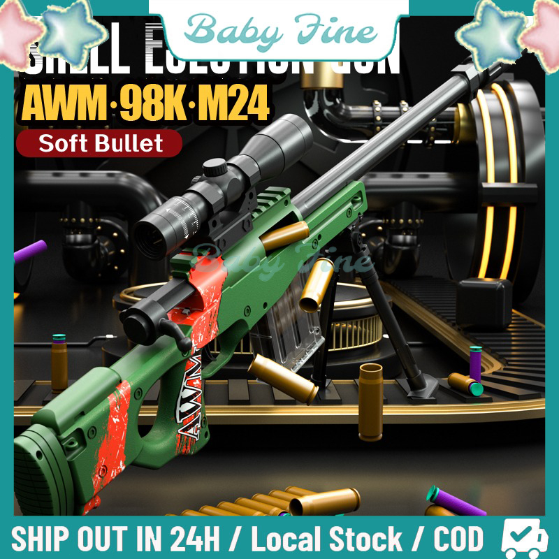 【COD】AWM/98K/Barrett Sniper Gun Shell Throwing Simulation Large AWM Soft Bullet Pistol Mainan Childr