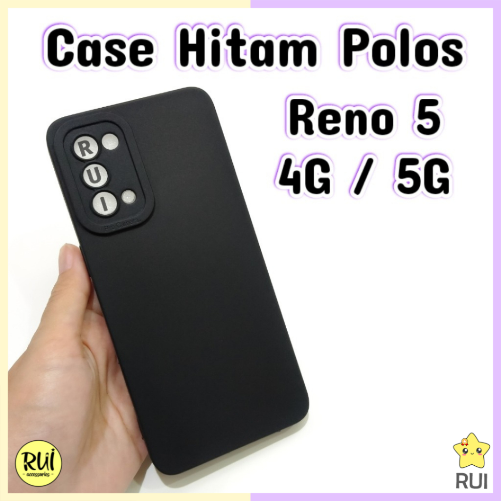 Case Hitam Oppo Reno 5 4G / 5G Black Matte Oppo Softcase Polos Slim Silikon HP Blackmatte