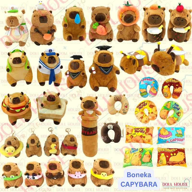 Boneka Capybara / Bantal Capybara / Guling Capybara / Boneka Capy Bara / Boneka Hewan Capybara / Bon