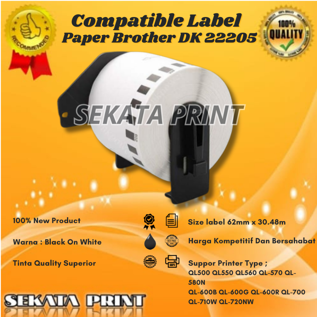 

Compatible Label Paper Brother DK 22205 62MM X 30.48M - With Holder