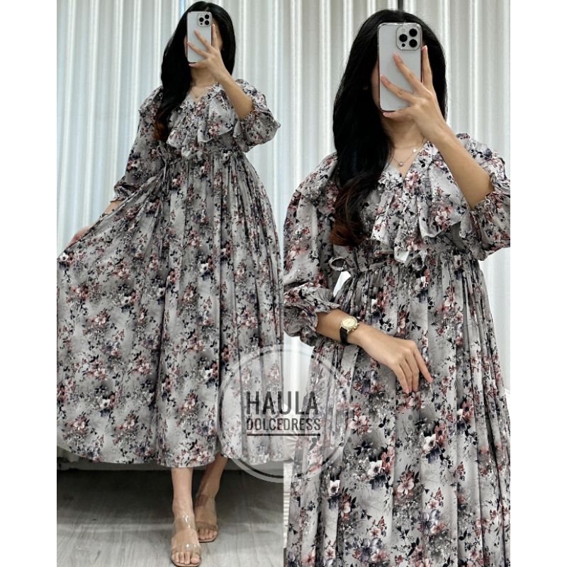 Dress Haula Rayon Premium Kekinian Busui Wudhu Friendly Baju Gamis Hamil