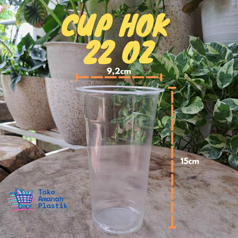 [50 PCS] Gelas Cup Plastik Bening Transparan Merk Ooolala 22oz