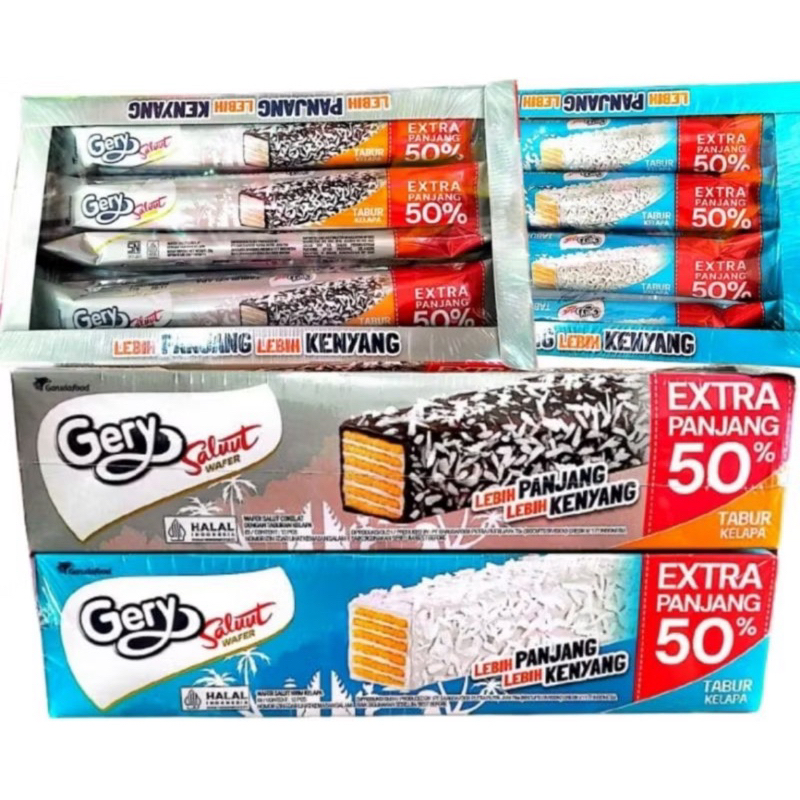 

Gery Saluut Wafer Tabur Kelapa - Wafer Krim Coklat dengan taburan kelapa asli { PerBox isi 12 }