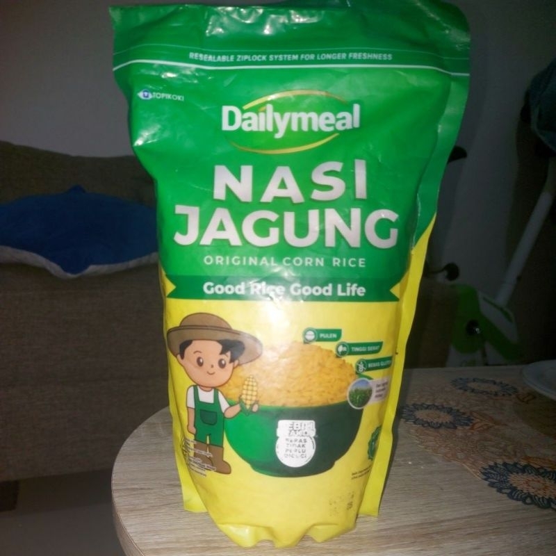 

NASI JAGUNG/ORIGINAL CORN RICE DAILY MEAL BY TOPIKOKI, KEMASAN 1 KG, EXPIRED DATE 25 08 2025 MINUS TULISAN EXPIRED DATE KURANG TERBACA