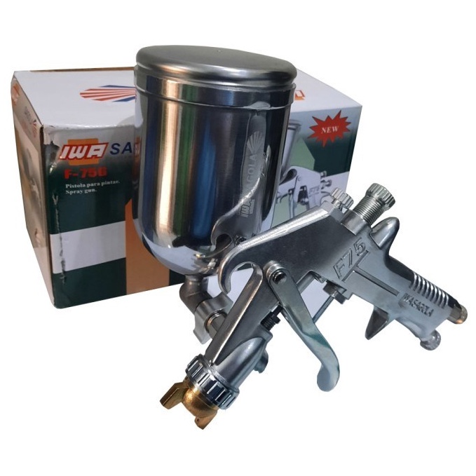 55TERMURAH IWA SAGOLA Spray Gun F75G Stainless  Semprotan Minyak F75 G Tabung Atas