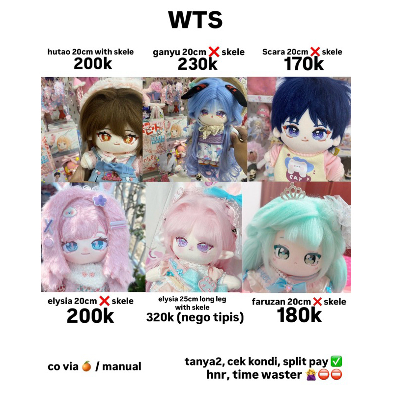 wts doll genshin hutao scaramouche scara wanderer 20cm