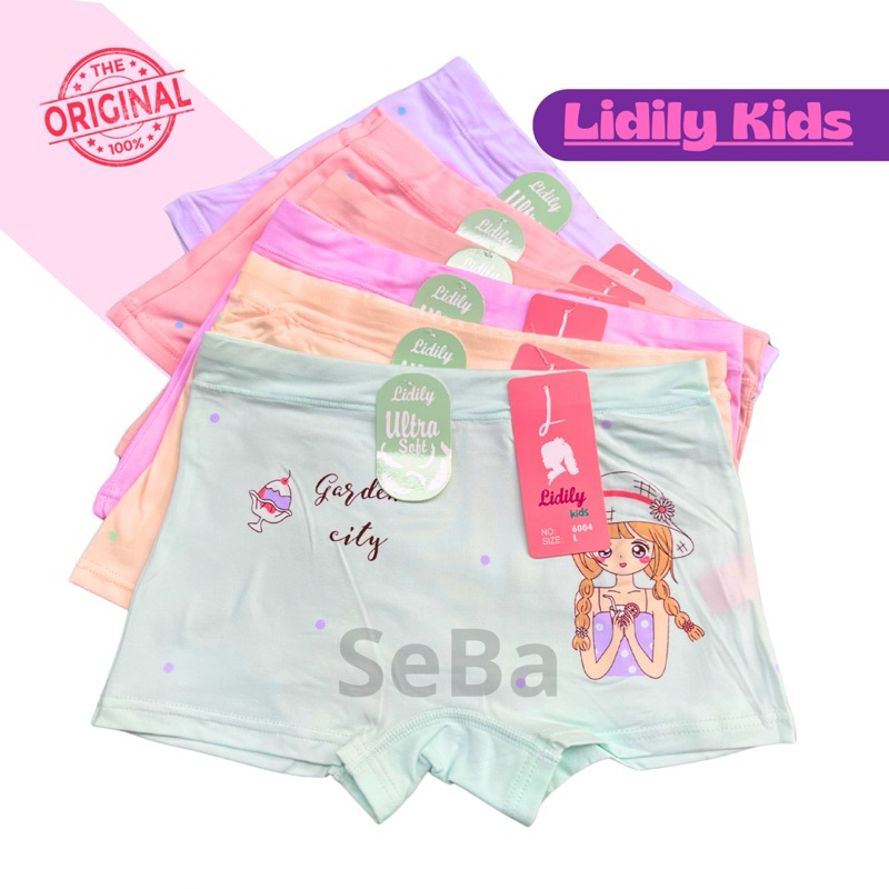 6Pcs Cd Anak Cewek Hotpants Lidily /Celana Dalam Anak Perempuan / Strit Anak Spandex Motif Lidily