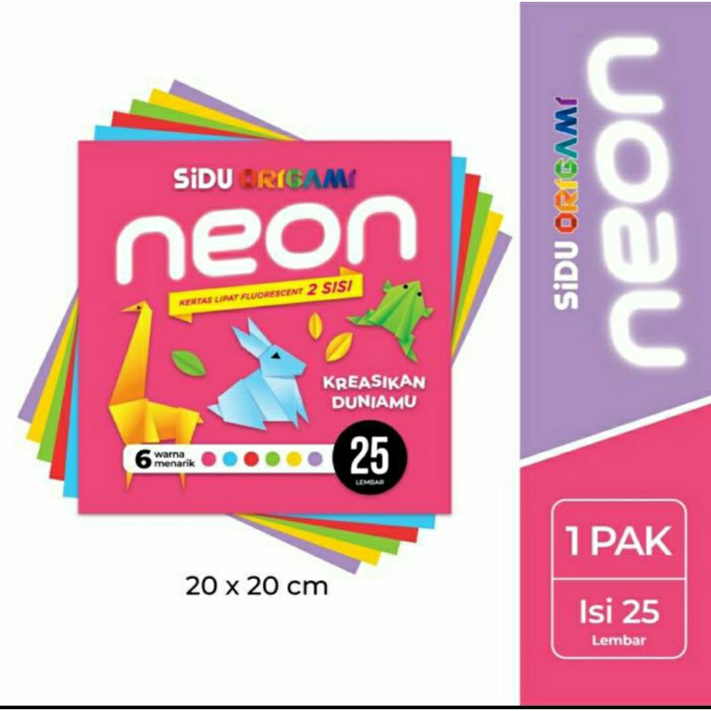 

Kertas Origami 20x20 / Kertas Warna Warni / Kertas Origami Neon Sidu