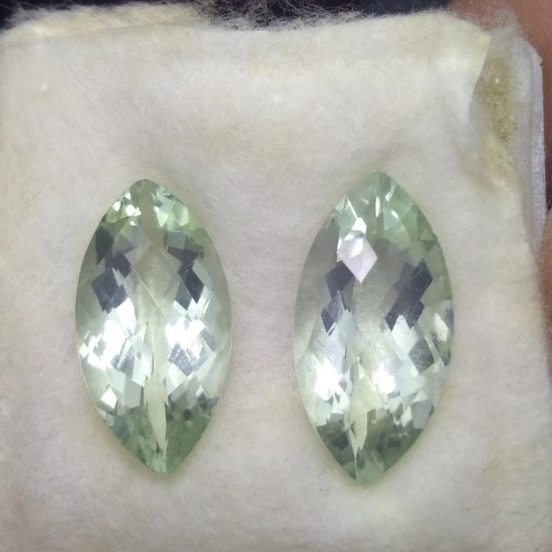 natural prasiolite 2 pc liontin kalung anting