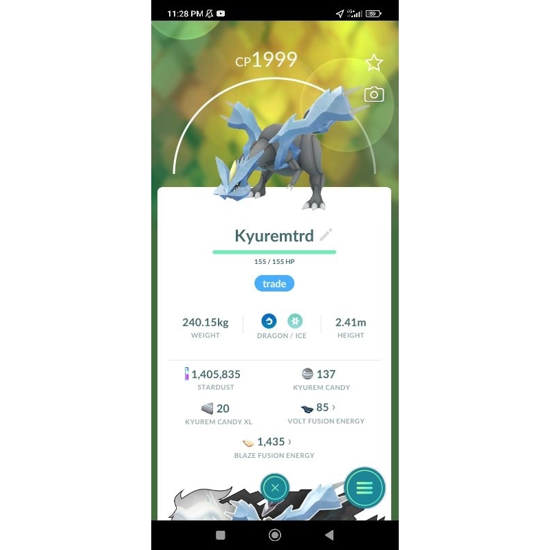 Trade kyurem pokemon go