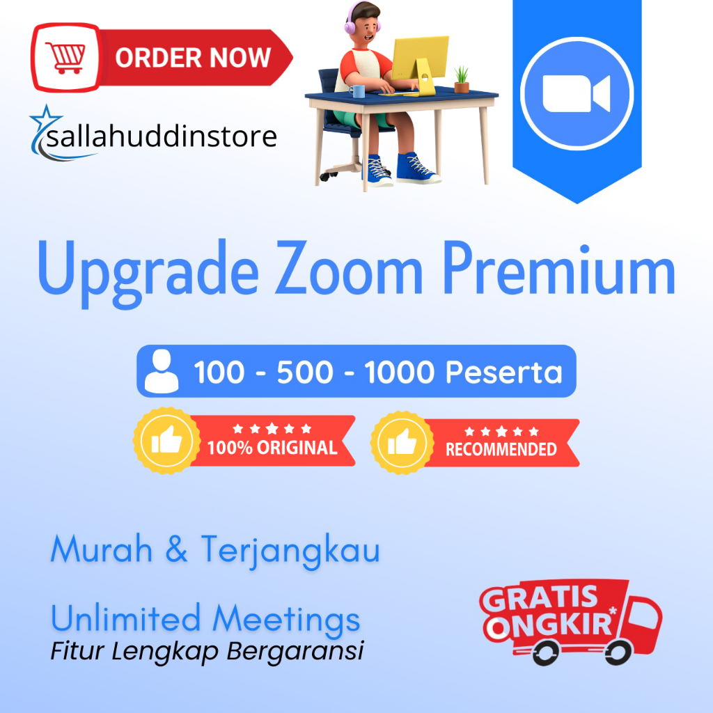 Meeting Online 1 Bulan Zoom Premium 100 Peserta Full Garansi