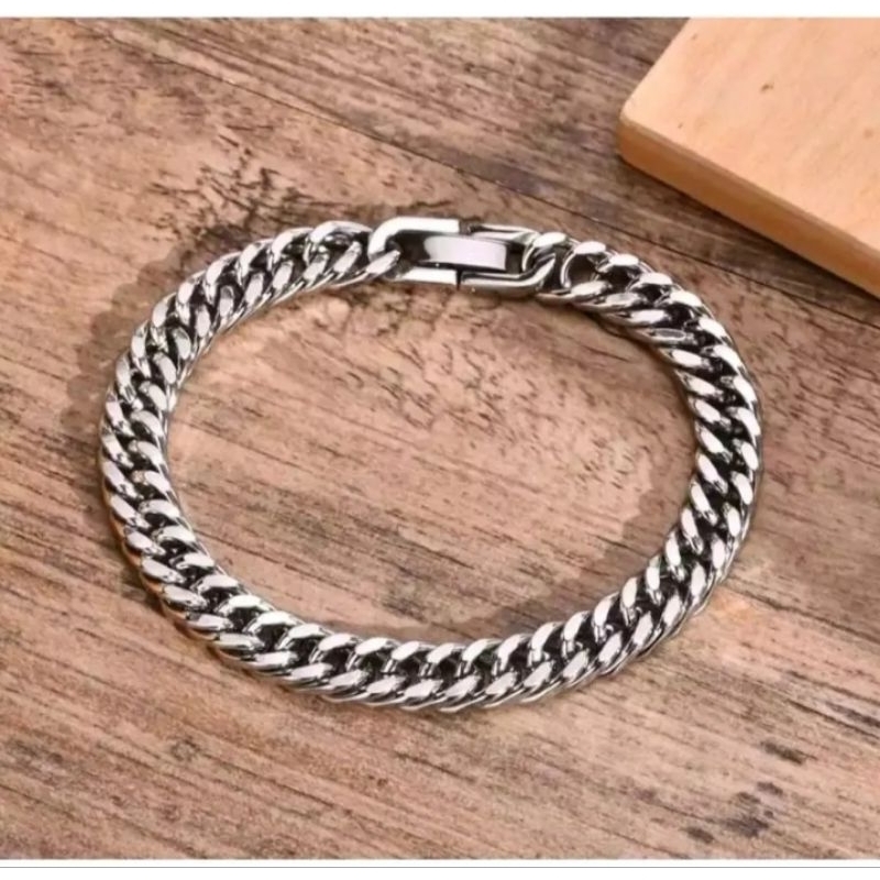 GELANG TANGAN RANTAI RAPAT MODEL TITANIUM KLIP JAM VARIAN GELANG BANGLE PRIA WANITA GELANG TERBARU