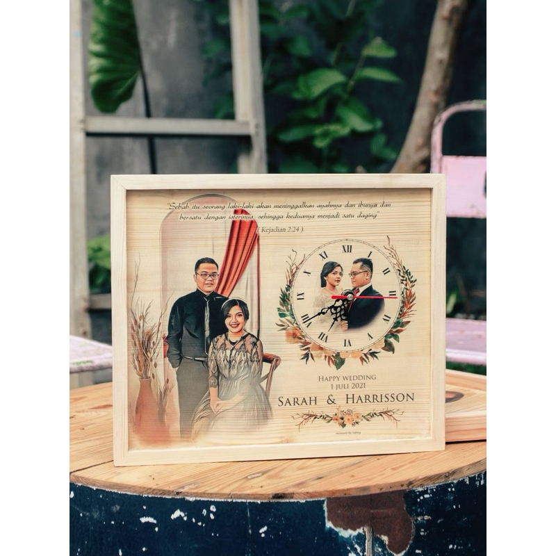 GIFT FOTO KAYU WISUDA AESTHETIC ULANG TAHUN WEDDING FOTO CUSTOM (JAM-BINGKAI)