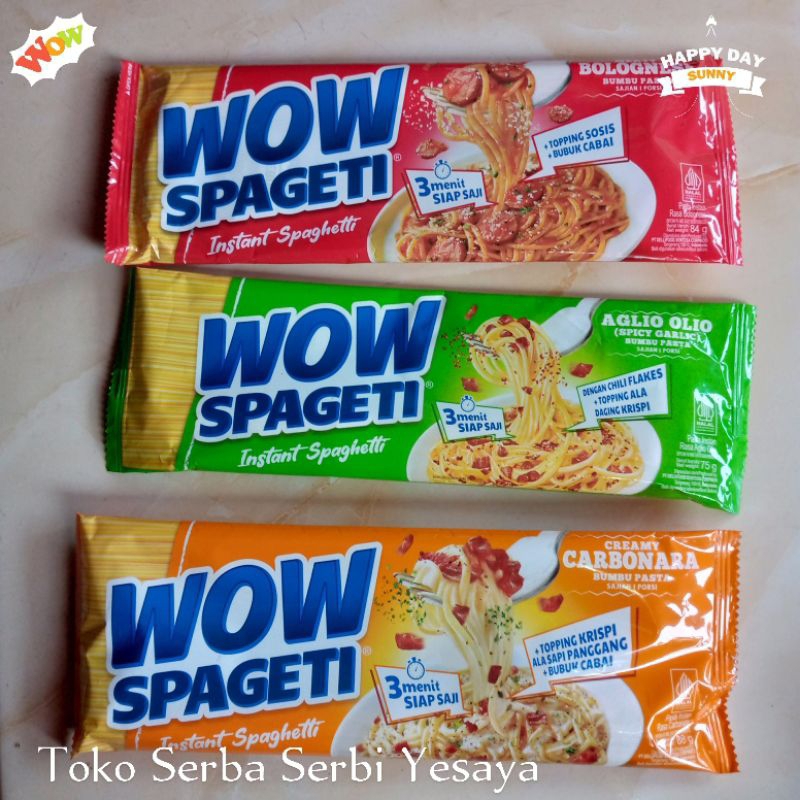 

WOW SPAGETI Instant Pasta Rasa Aglio Olio, Carbonara & Bolognese (3 pcs x 88 gr)