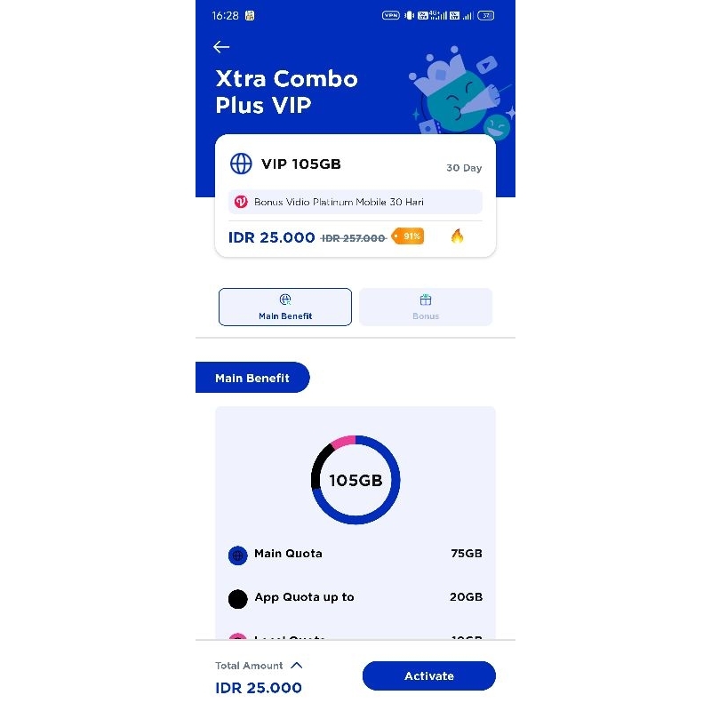 Kartu XL Extra Combo VIP Plus Diskon 90%