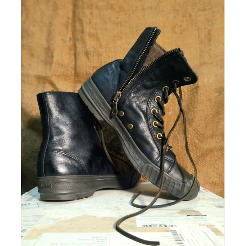 CONVERSE BOSEY BOOTS LEATHER BROWN side zipper