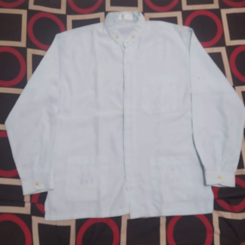 BAJU KOKO PAKAIAN MUSLIM PRIA POLOS LENGAN PANJANG BIRU SECOND PRELOVED