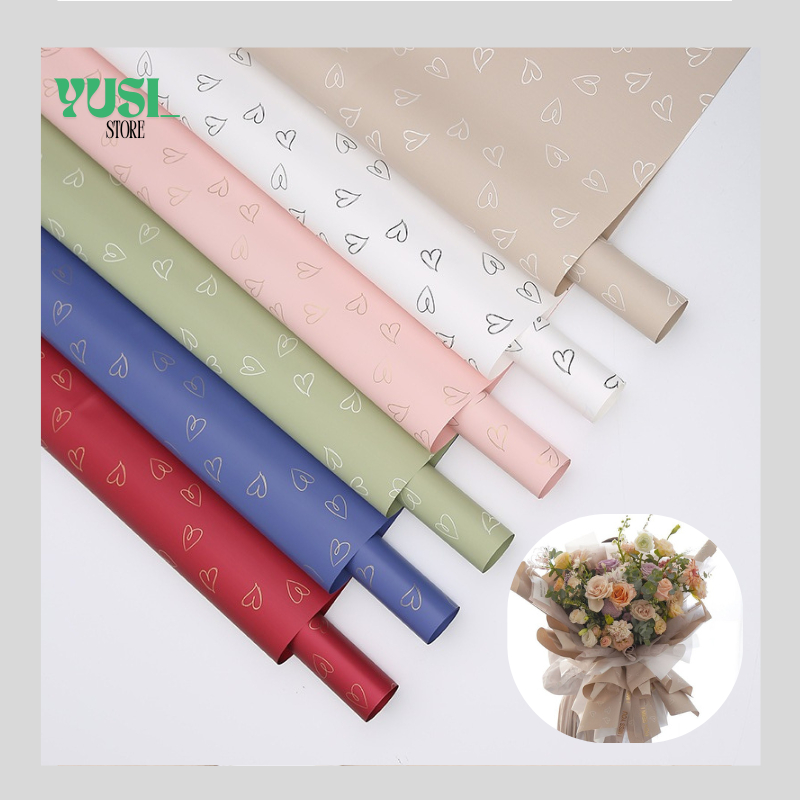 

Flower Wrapping Paper Love Korean Cellophane Kertas Bunga Buket Motif Love Garis KB068