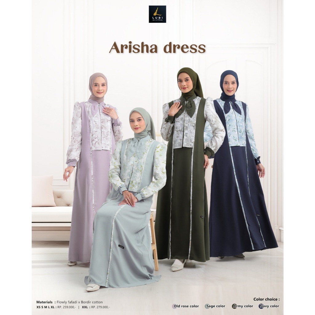Gamis Lubi Terbaru 2025 ARISHA DRESS Gamis Dewasa Terbaru 2025 Seragaman Daily Dress Casual Gamis El