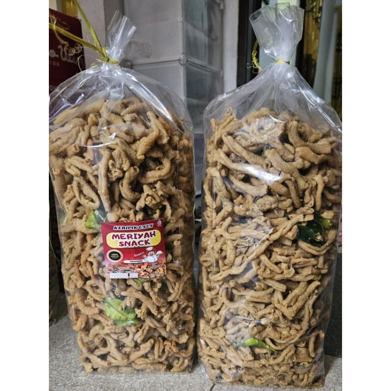 

kripsus meriyah daun jeruk 2kg / kripik usus gurih daun jeruk /usus krispy daun jeruk