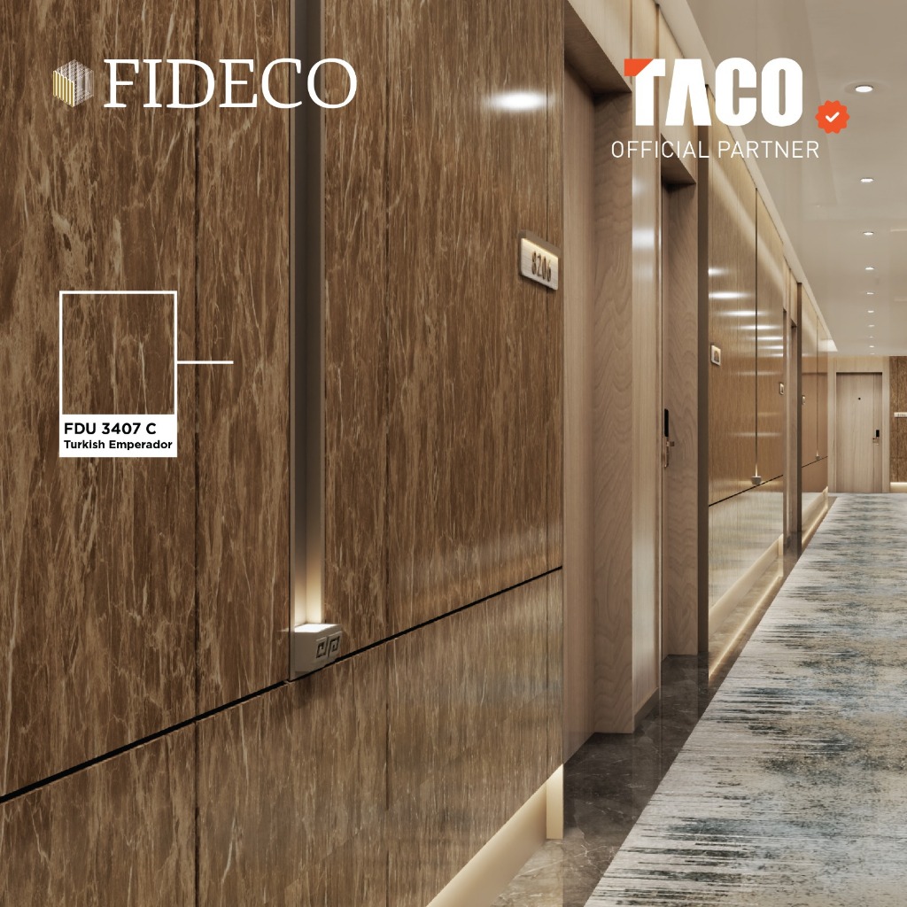 TACO Fideco 2D Wall Panel Stone Series Tebal 3mm Ukuran 122cm x 290cm per Lembar - FDU 3407 C Turkis