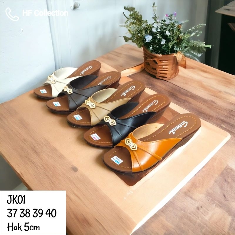 Sanda Sepatul Wedges Carvil Wanita by HF Sandal Selop Hak Tinggi 5 cm Size 37-40 Sendal Pesta Kondan