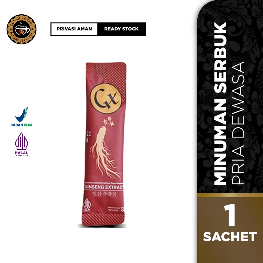 GX Ginseng Extract Minuman Sachet Serbuk Rasa Raspberry Original | Suplemen Pria Dewasa BPOM