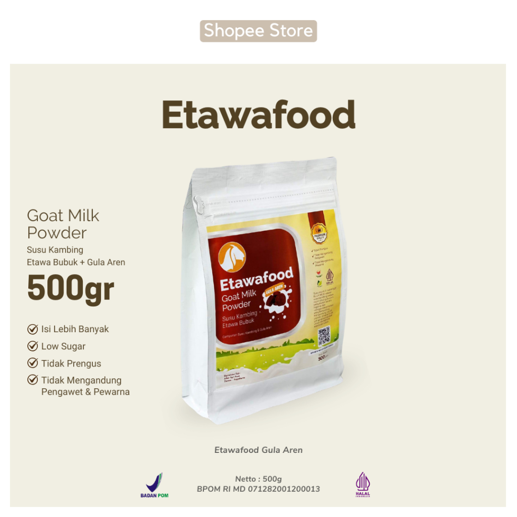 

Etawafood Susu Kambing Etawa Bubuk Gula Aren Asli Original 500gr Goat Milk Powder