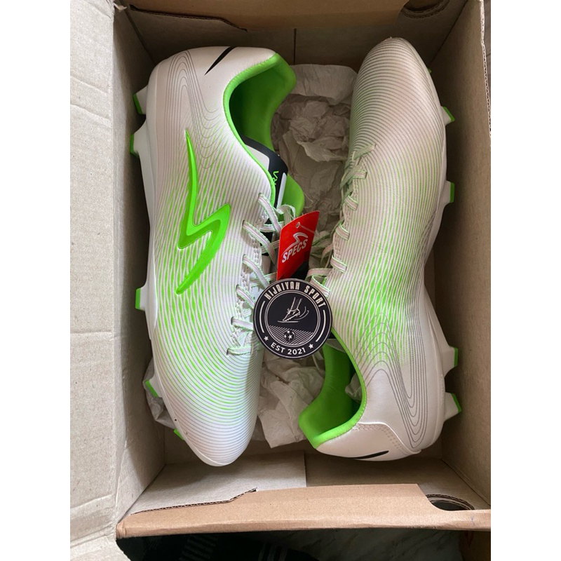 SEPATU BOLA SPECS Lightspeed ULTRA FG MARK KLOK WHITE GREEN 100% ORIGINAL