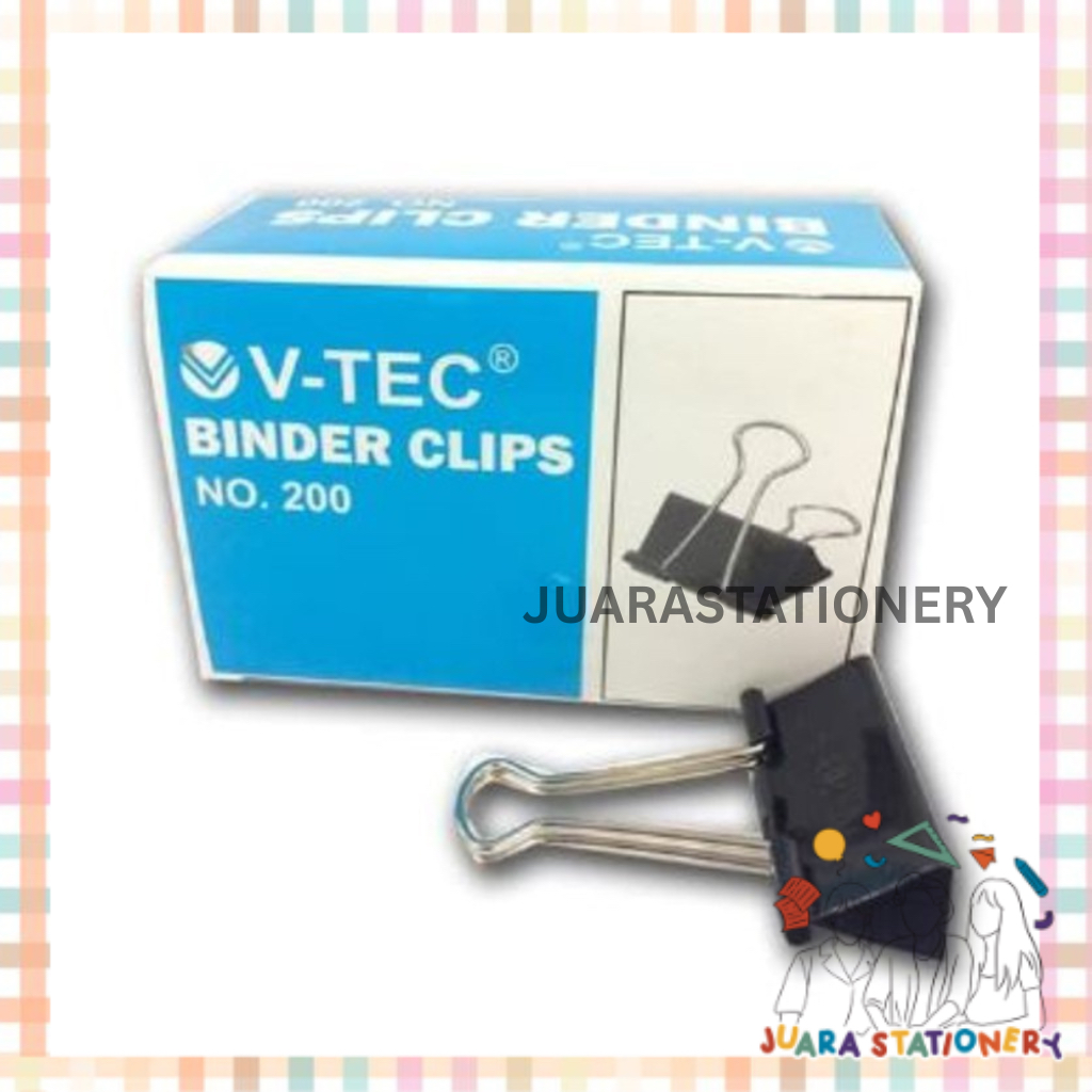 

(241) JUARASTATIONERY Binder Clip No. 200 V-tec (SATUAN) / Penjepit Kertas Binder Klip Paper Clip
