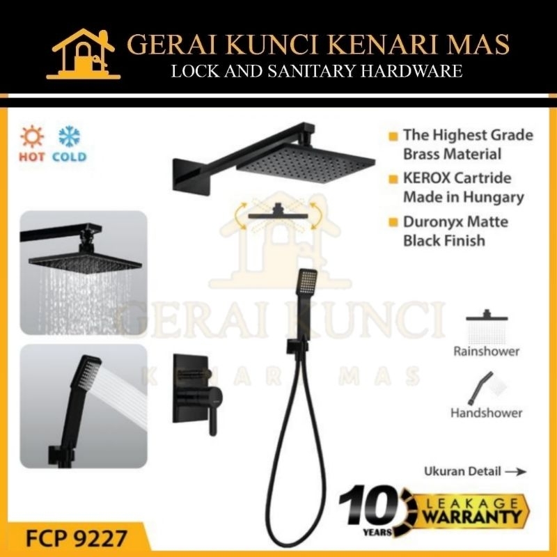 PALOMA FCP 9227 Shower Tanam Set Panas Dingin Kran Mixer Keran Air Mandi Handshower Hitam